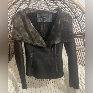 Muubaa Black and Brown Leather Jacket